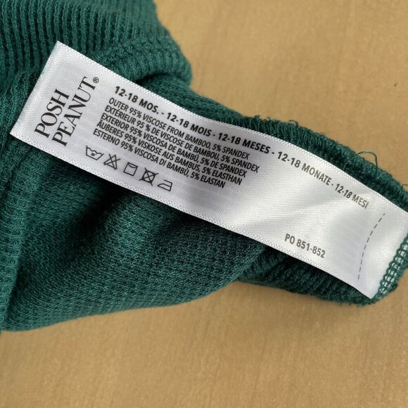 Posh Peanut Bamboo Long Sleeve Henley Romper, Hunter Green - Size 12-18 Months - Picture 8 of 8